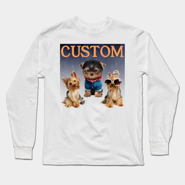 Vintage Custom Dog, Retro Collage Personalized Pet, 90's Custom Photo Vintage Graphic, Insert Pet Design Personalized Long Sleeve T-Shirt by ElRyan